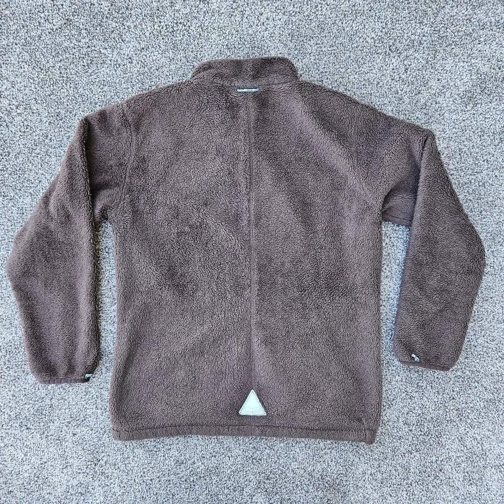 LL Bean Sherpa Fleece Brown Full Zip Jacket Sweatshirt Vintage Youth L 14-16